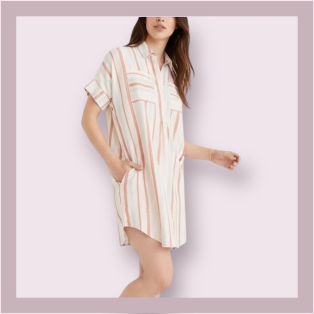 Madewell Popover Textural Stripe Courier Shirtdress
